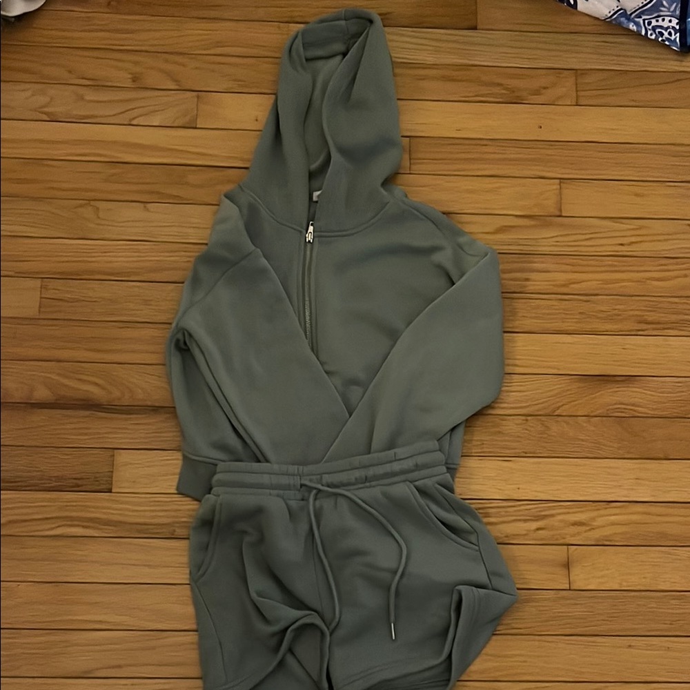 Green Hoodie and Shorts Set
